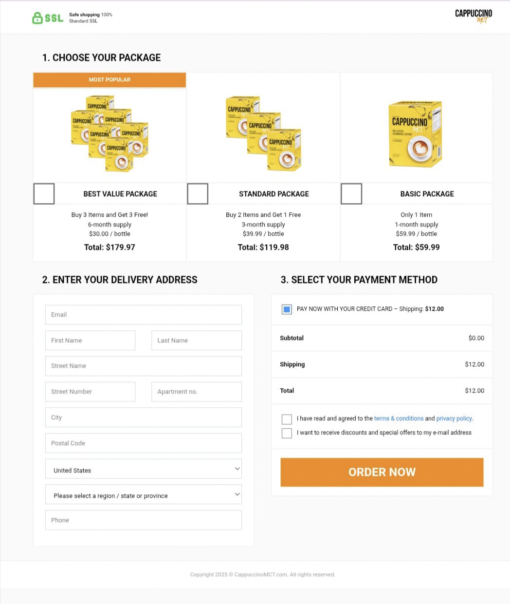 Cappuccino  Checkout Page